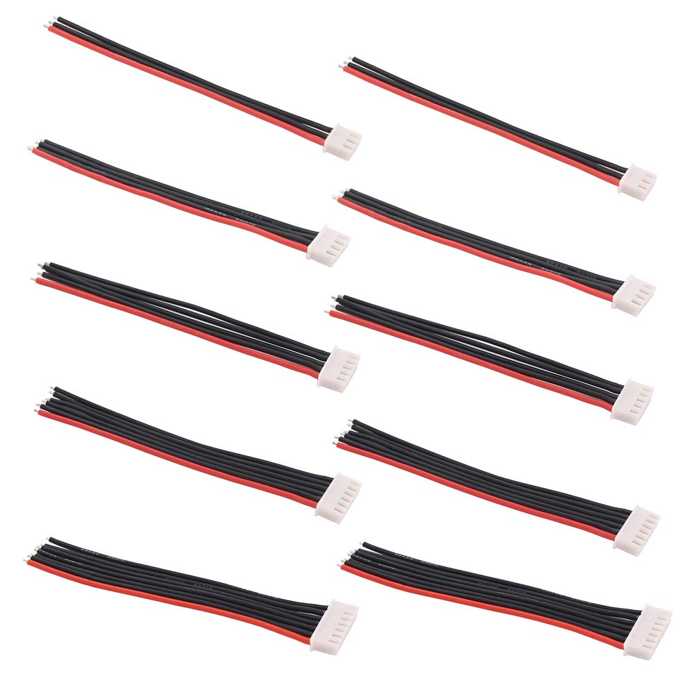 OliRC 10pcs 4" / 10cm JST-XH 2/3/4/5/6S Balance Plug Connector Adapter Lead Wire 22awg Silicone Cable for RC Lipo Battery Charger(C127-10)