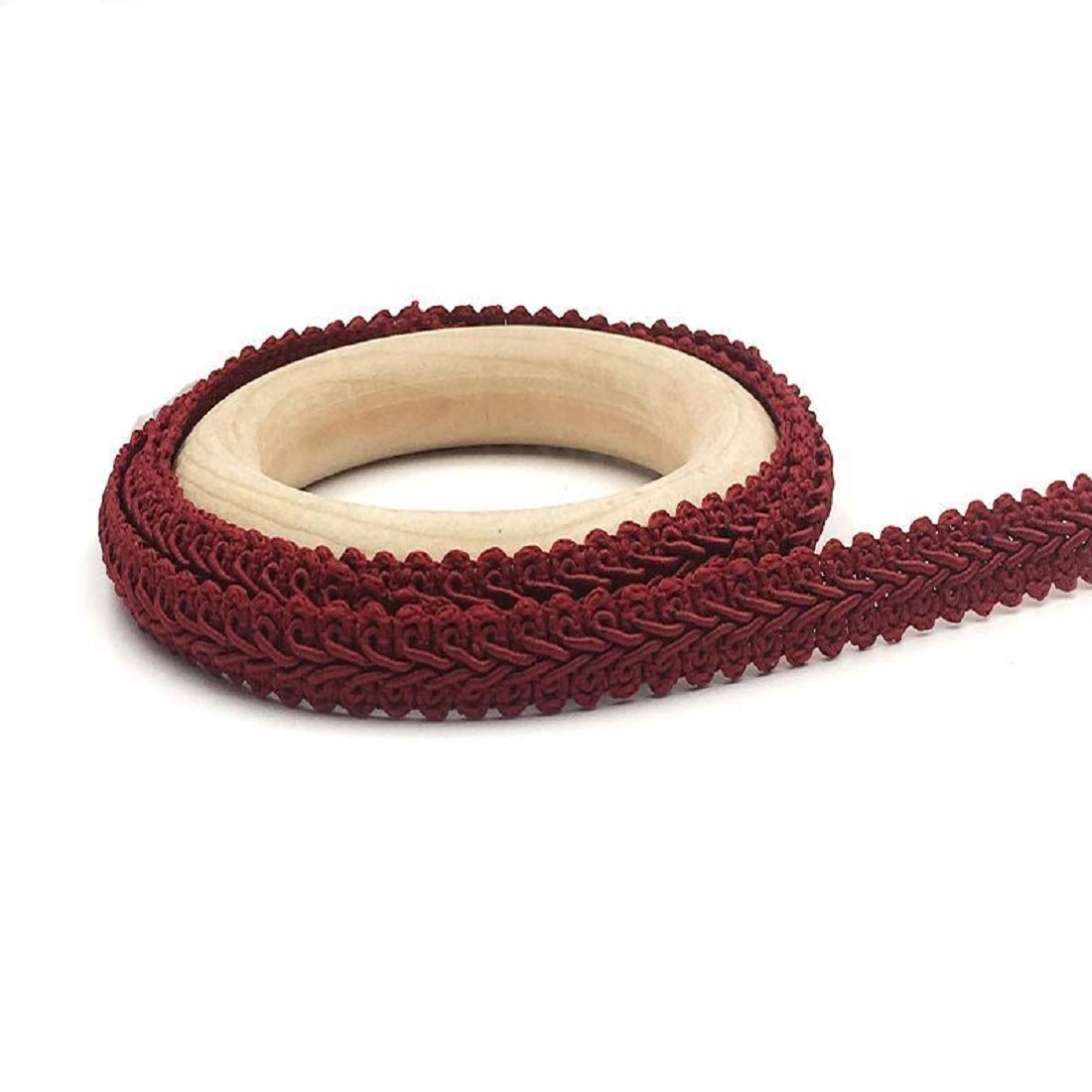 Yalulu 25 Meter Embroidery Braid Twist Fabric Cord Lace Trim Sewing Trimming Edge Craft Decorative Ribbon (Wine Red)