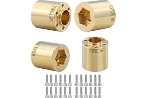 HYBDX Rc Brass Weights Wheel Hex Hub Widen Adapter for 1/10 RC Crawler 1.9 2.2Inch Wheels Rim Axial SCX10 TRX4 Counterweight (Golden, 22mm*4)