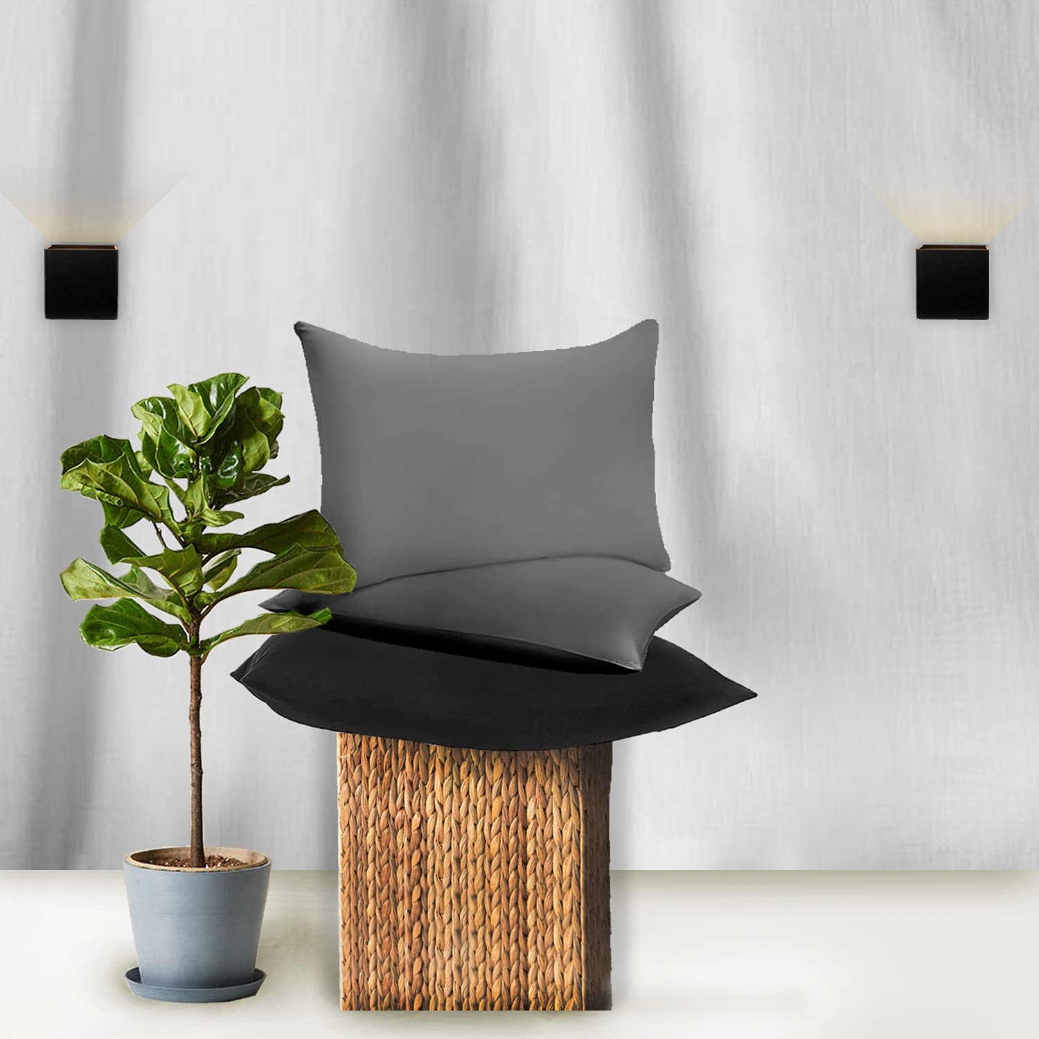 200 Thread Count Egyptian Cotton Pillow Cases- Luxury Bedding Soft Pillow Covers- Envelope Closure 50 x 75 Pillowcases 2 Pack - Grey — image 1