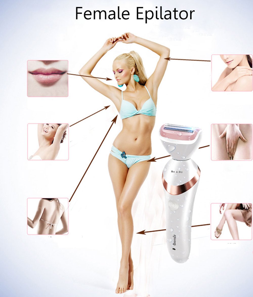 Ladies Electric Shaver Cordless Electric Razor 3 in 1 USB Rechargeable Waterproof for Women Arm Underarm Bikini Line Legs Bikini Trimmer and Facial Cleasing and 3D Roller Massager,Wet/Dry Razor Set