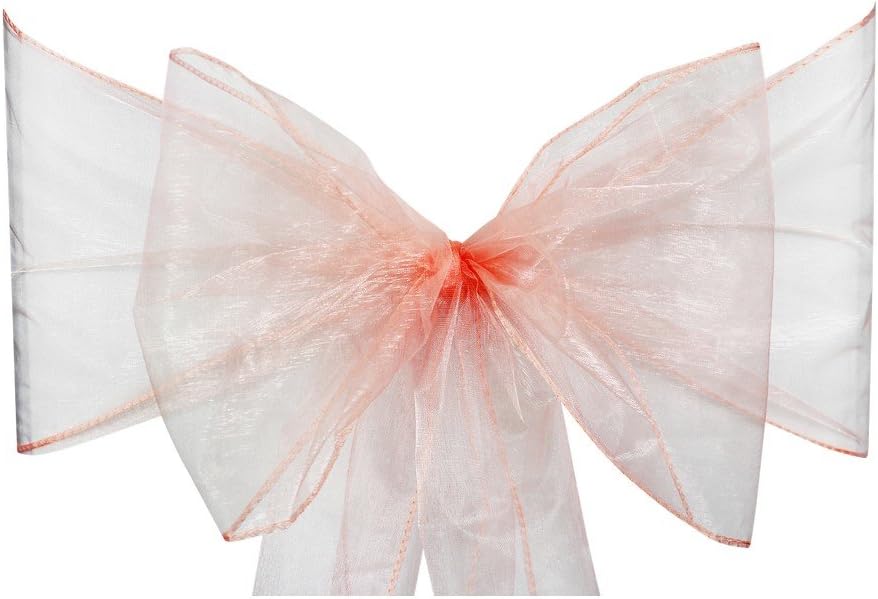 10pcs of Organza Chair Sashes, Fuller Wider Sash, Chair Cover Bows for Wedding Anniversary Reception Christmas Party Events Birthday Dรฉcor | 23 Colours | Rose Gold