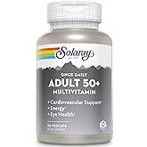 Solaray Once Daily Adult 50+ Complete Multivitamin for Women & Men, Essential Vitamins & Chelated Minerals for Healthy Energy, Heart, Brain & Immune Support, With CoQ10 & Lutein, Iron Free, 90 VegCaps