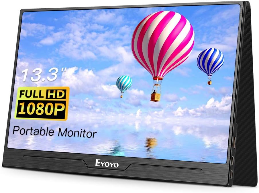 Eyoyo 13.3" inch Portable USB C HDMI Monitor Second Screen for Laptop PC 1920x1080 Gaming Monitor Compatible with Smartphone, HDMI Gaming Consoles