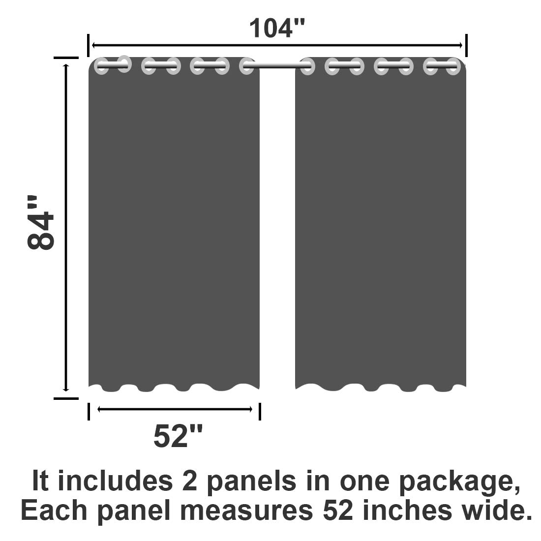 TEKAMON Blackout Curtains Thermal Insulated Grommet Draperies Room darkening Panels for Living room, Bedroom, Nursery by (W52 X L84, 2 Panels, Dark Gray)