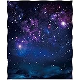 Mimihome Galaxy Throw Blanket, Outer Space Universe Warm Fleece Blanket for Sofa Couch Bed, 60L x 50W inches, Purple Blue