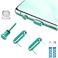 VIWIEU Type C Port Cover Dust Plugs, Cell Phone USB C Charging Port and Earphone Jack Cap Dirt Protectors, Compatible with Samsung Galaxy Pixel OnePlus Laptop MacBook Pro Android Devices Green 2 Pack
