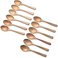 Wooden Spoons for Eating,12 Pcs 7.28 Inch Small Pointed Wooden Soup Spoons Set for Mixing Stirring,Handmade Natural Asian Woo