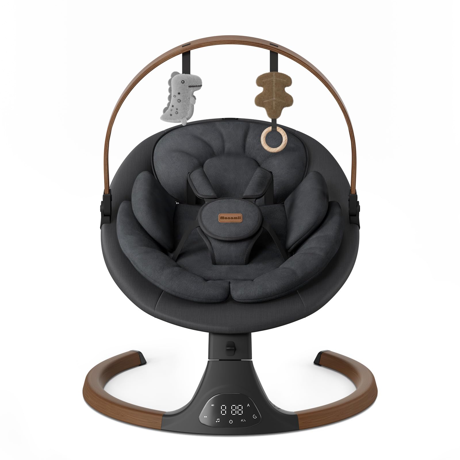 Photo 1 of Baby Swings for Infants, Monamii Baby Swing, Bluetooth Infant Swing with Music Speaker, 5 Speeds and Remote Control, Indoor & Outdoor Use (Black)