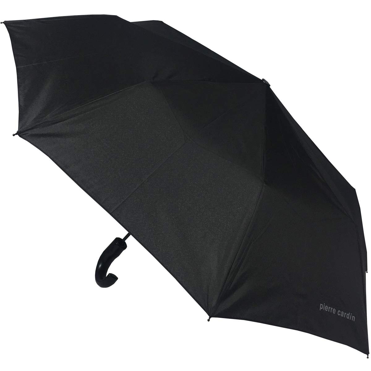 Pierre Cardin Black Men's Designer Umbrella, Crook Handle, Folding Umbrella with Automatic Opening