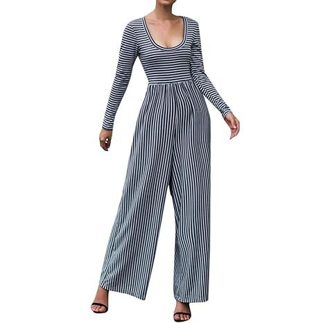 Monos De Vestir Mujer Sunnsean Monos De Rayas Moda Elegante