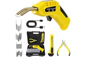 HPEVA USB Rechargeable Plastic Welder,50w Hot Stapler Plastic Repair Kit,Plastic Welding Gun Repair Tool with 400 Staples for Automotive Bumper Crack Tank Kayak,soldadora de plastico (Yellow)