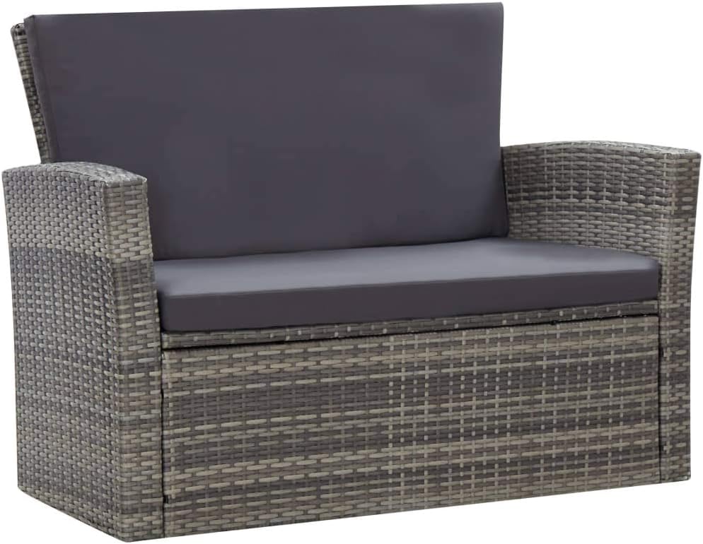 4 Teilig Grau Garten Lounge Set Poly Rattan Sitzgruppe Loungemobel Terrasse Gartenmobel Set Gartengarnitur Sitzgarnitur Gartensofa Terassenmobel Gartenmobel Sets Garten