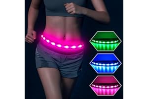 BSEEN LED Running Waist Belt - USB Rechargeable Reflective Glowing LED Waistband, Flashing Safety Light Belt for Runners, Joggers, Walkers, Pet Owners, Cyclists