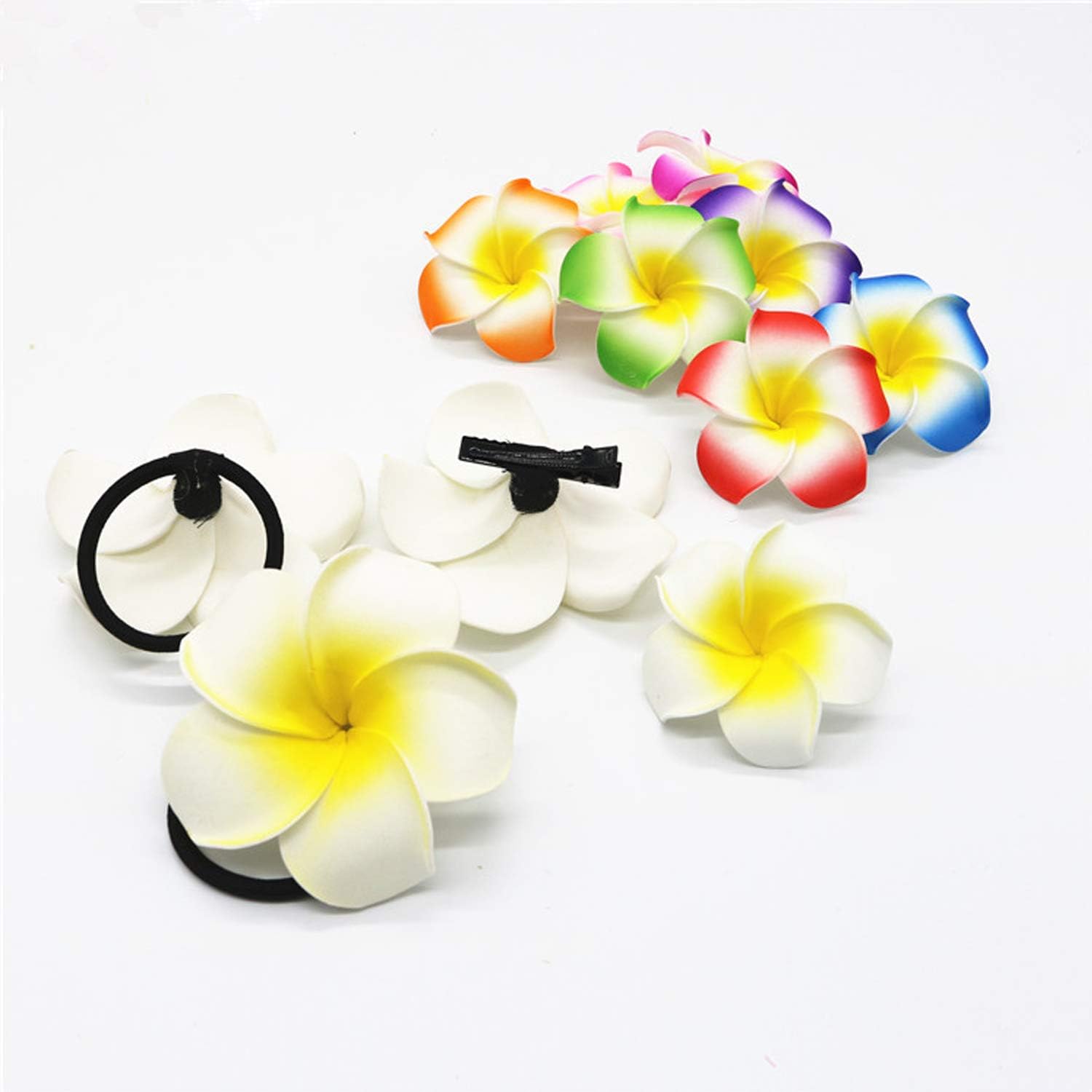 Foam Hair Clips, Runaup Hawaiian Artificial Plumeria Foam flower Hair Clip for Wedding Party Beach Headdress Accessory - Image 5