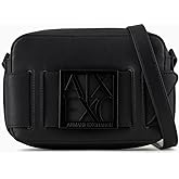 Armani Exchange Women's Logo Placket Top Zip Camera Crossbody Bag, Black, One Size