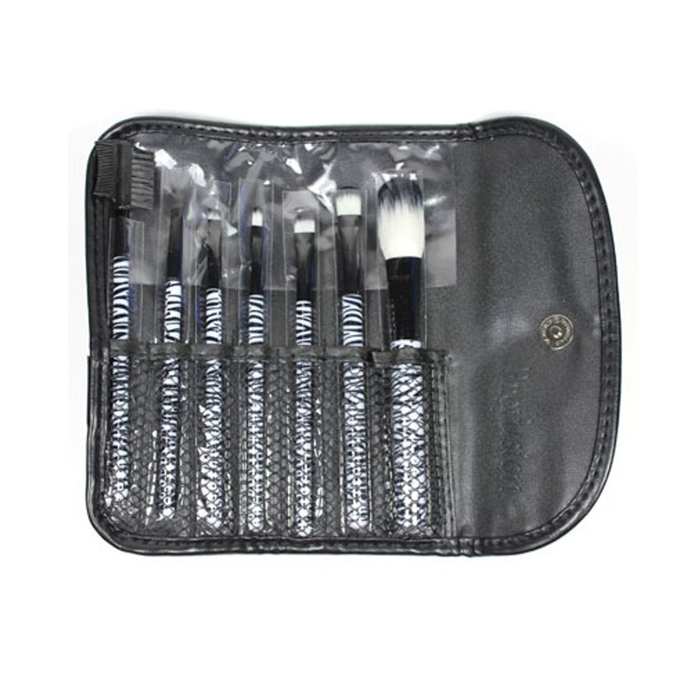 7 Pcs Zebra Brush Set Kit Make up Cosmetic + Free Earring Gift