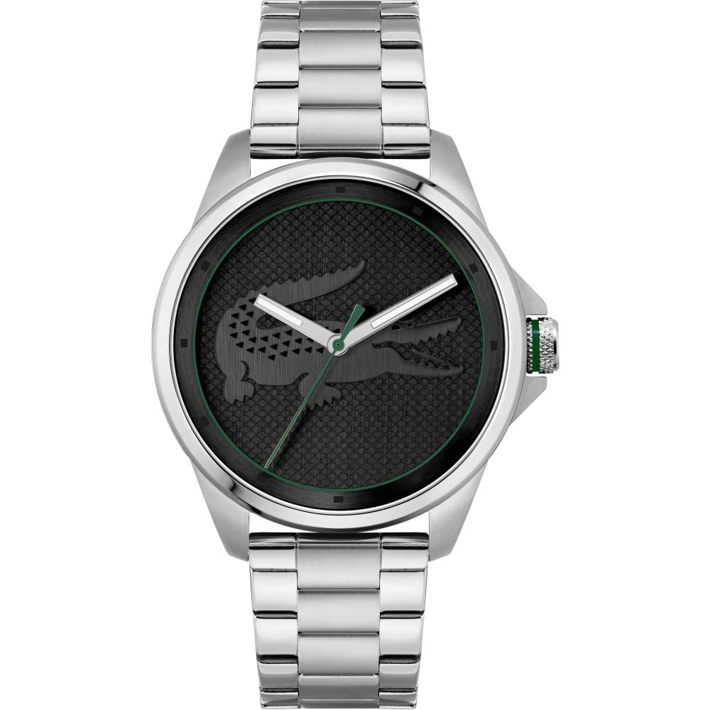 Lacoste Analogue Quartz Watch for Men LE Croc Collection with Silver Stainless Steel Bracelet - 2011131