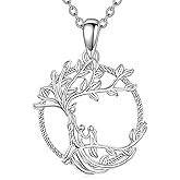 YAFEINI Tree of Life Necklace Sterling Silver Tree of Life Pendant Jewelry for Women Mom