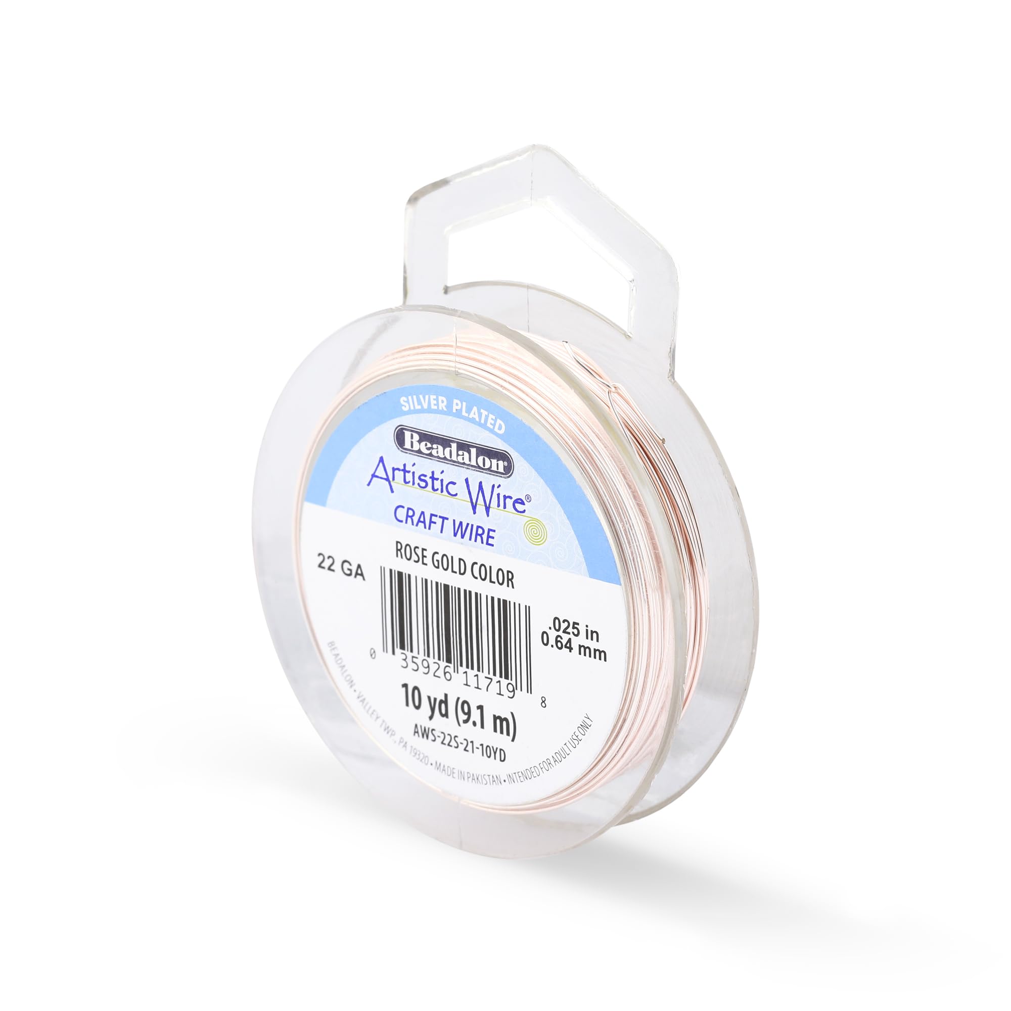 Beadalon Artistic Wire 22 Gauge Silver Plated Rose Gold Colour 0.64mm X 9.1m