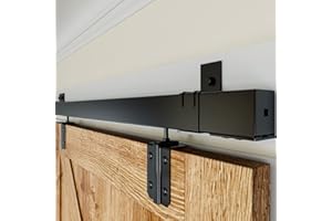 SMARTSMITH 8FT Box Rail Hardware Heavy Duty Steel Sliding Barn Door Track, Wall Mount Kit, Fit Indoor and Exterior Door, Smoothly and Quietly Easy to Install