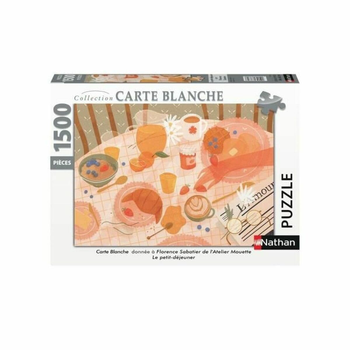Nathan 87816 Jigsaw Puzzle 1500 Piece Breakfast Florence Sabatier - Adults and Children Age 14+ - Premium Jigsaw Puzzle - Carte Blanche Collection