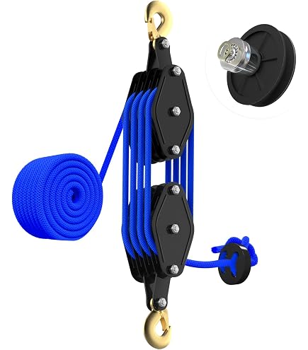 Block and Tackle Pulley System, Pulley System for Lifting, Lifting Pulley, Heavy Moving Pulley, Pulley for Home, Construction Site, Garage, Barn, Hoist, Beam, Material Moving, Compatible 8-25mm Rope