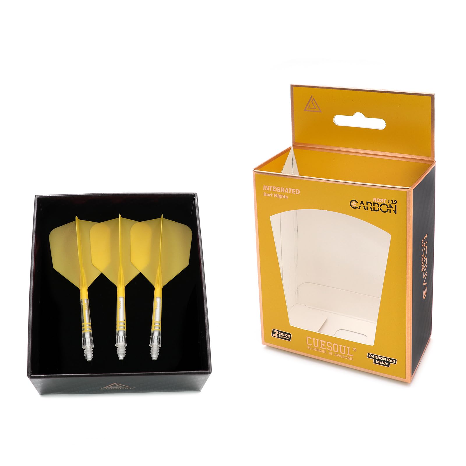 CUESOUL ROST T19 Carbon Integrated Dart Shaft and Flight Big Wing Shape,Set of 3