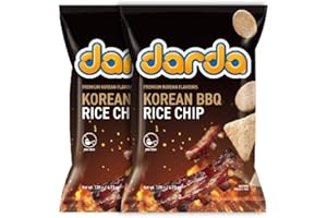 Darda Korean BBQ Rice Chips - Air-Popped Korean Snacks, Crispy Rice Chips with Bold Bulgogi Flavor, Low-Calorie Ksnack, Non-Fried, Zero Cholesterol, Light & Crunchy Snack Packs (Pack of 2)