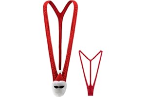 NewBull Men's Sexy Funny Christmas Mankini Naughty Party Gift Costume Borat Thong Santa Claus Costumes for Halloween Christmas Dress Up Singlet Jockstrap Wrestling Jumpsuit Underwear