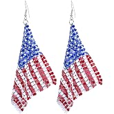 American Flag Earrings for Women Patriotic Independence Day 4th of July Drop Dangle Earrings Hook Earrings Fashion Jewelry (Alloy Mesh)