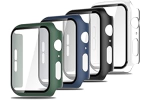 Simpeak [4-Pack] Screen Protector Compatible with Apple Watch 44mm Series 4 5 6 SE/SE 2/SE 3, Case with Tempered Glass, HD Fu