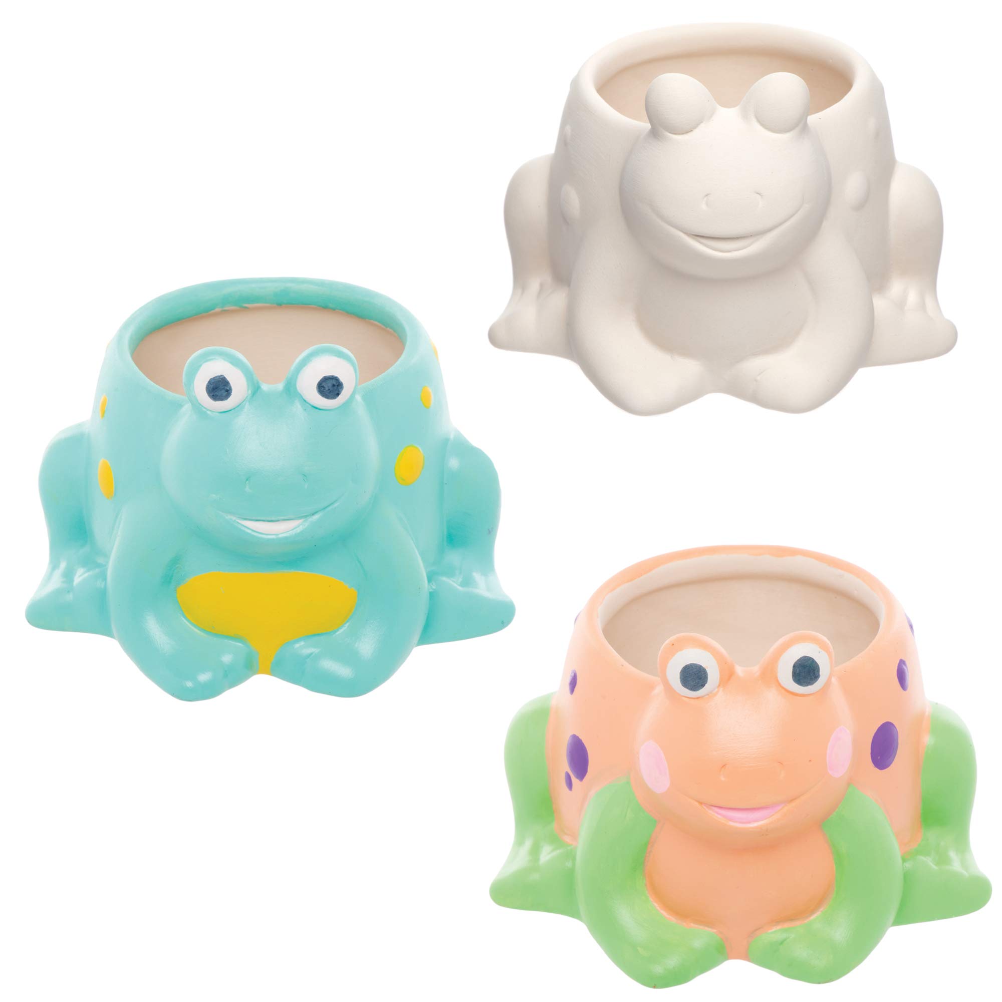 Baker Ross AT571 Frog Ceramic Flowerpots - Pack of 2, Planters for Kids to Paint, Decorate and for STEM Learning Activities โ image 1