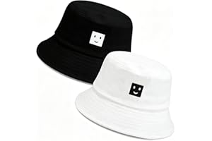 UQGVML 2 PCS Smile Face Bucket Hat, Summer Travel Bucket Hats, Outdoor Fishing Sun Hat