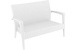 Compamia Miami Resin Patio Loveseat in White, Commercial Grade