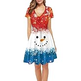 Xpyiqun Women Summer Dress A-line Party Dance Dresses 1/4 Sleeve T-shirt Dress