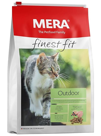 MERA finest fit Outdoor Katzenfutter – Weizenfreies Trockenfutter mit frischem Geflügel und Reis für die bedarfsgerechte Ernä