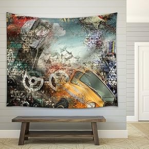Modern Background in The Style of Hip-Hop and Grunge - Fabric Wall Tapestry Home Decor - 51x60 inches