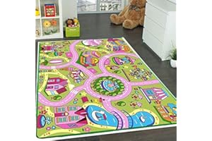 Mybecca Kids Rug Funland Area Rug 7' X 10' Non Slip Gel Backing