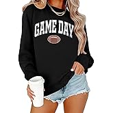 Game Day Sweatshirt for Women Cute Football Graphic Pullover Shirt Football Season Long Sleeve Tops