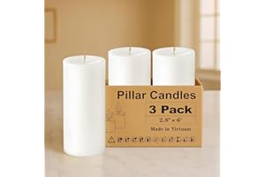 Ashlux White Pillar Candles Set of 3,70 Hour Long-Lasting Clean-Burning,Unscented and Dripless,Large Candles Bulk (3x6 inch) for Weddings, Spas, Christmas Lights, Parties,Home Decor