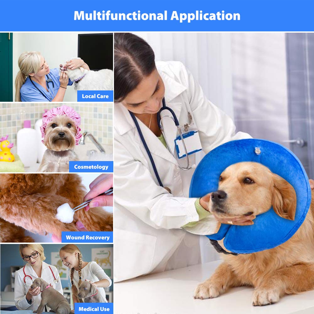 Holysteed Dog Inflatable Collar Protective Dog Collar Pet E-Collar Design to Prevent Pets from Biting and Scratching at Injuries,Stitches, Wounds, and Rashes Blue - Extra Large