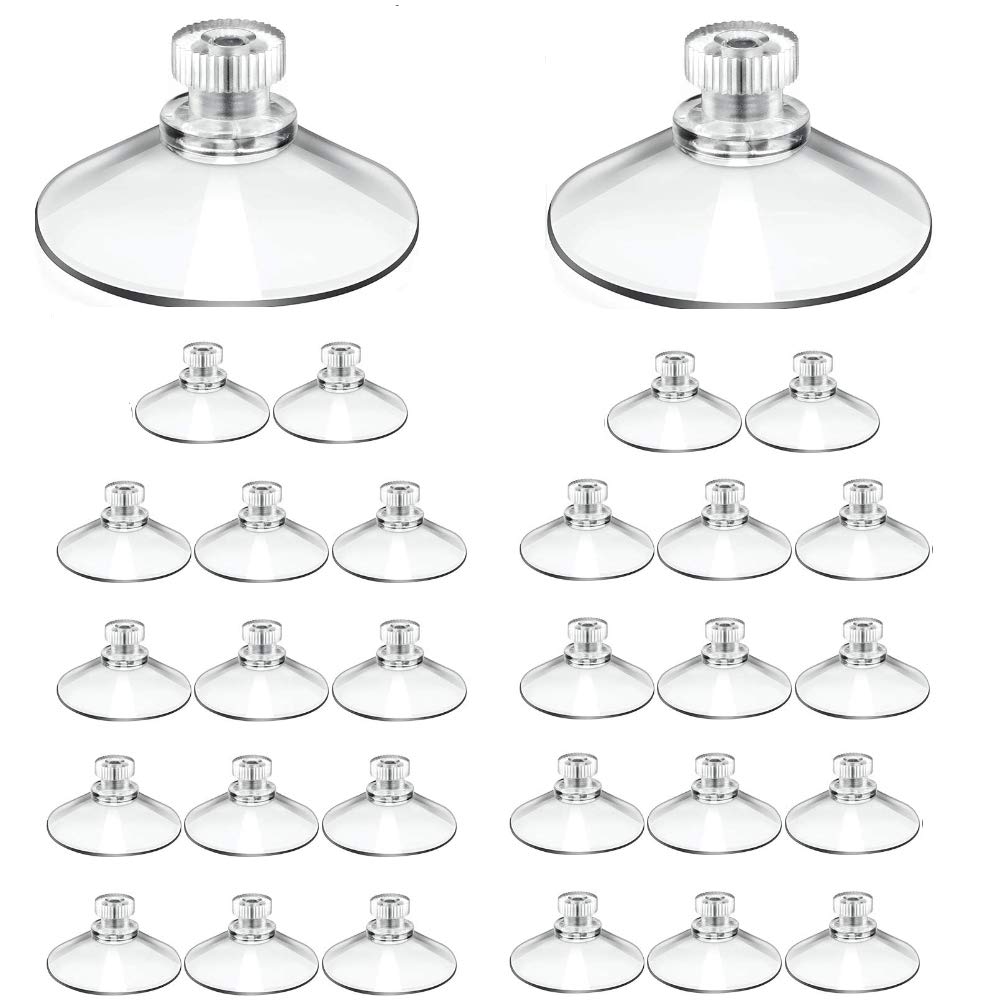 Moscare 30Pcs Suction Cups,41mm Transparent PVC Suction Cups with Screw Nut for Home Deco