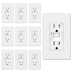 ELEGRP GFCI Outlet w/Nightlight, 15 Amp Self-Test