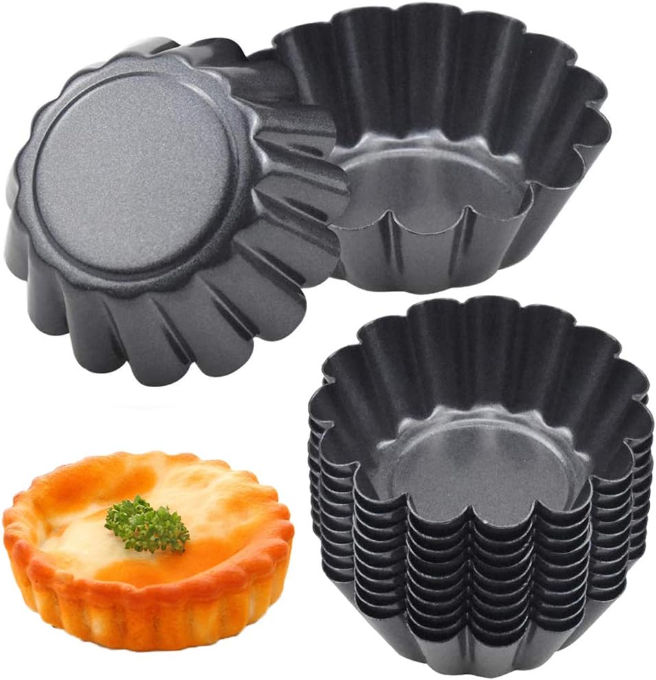 12 Packs Egg Tart Mold, Mini Cupcake Moulds Muffin Bread Cake Mould NonStick Tart Baking