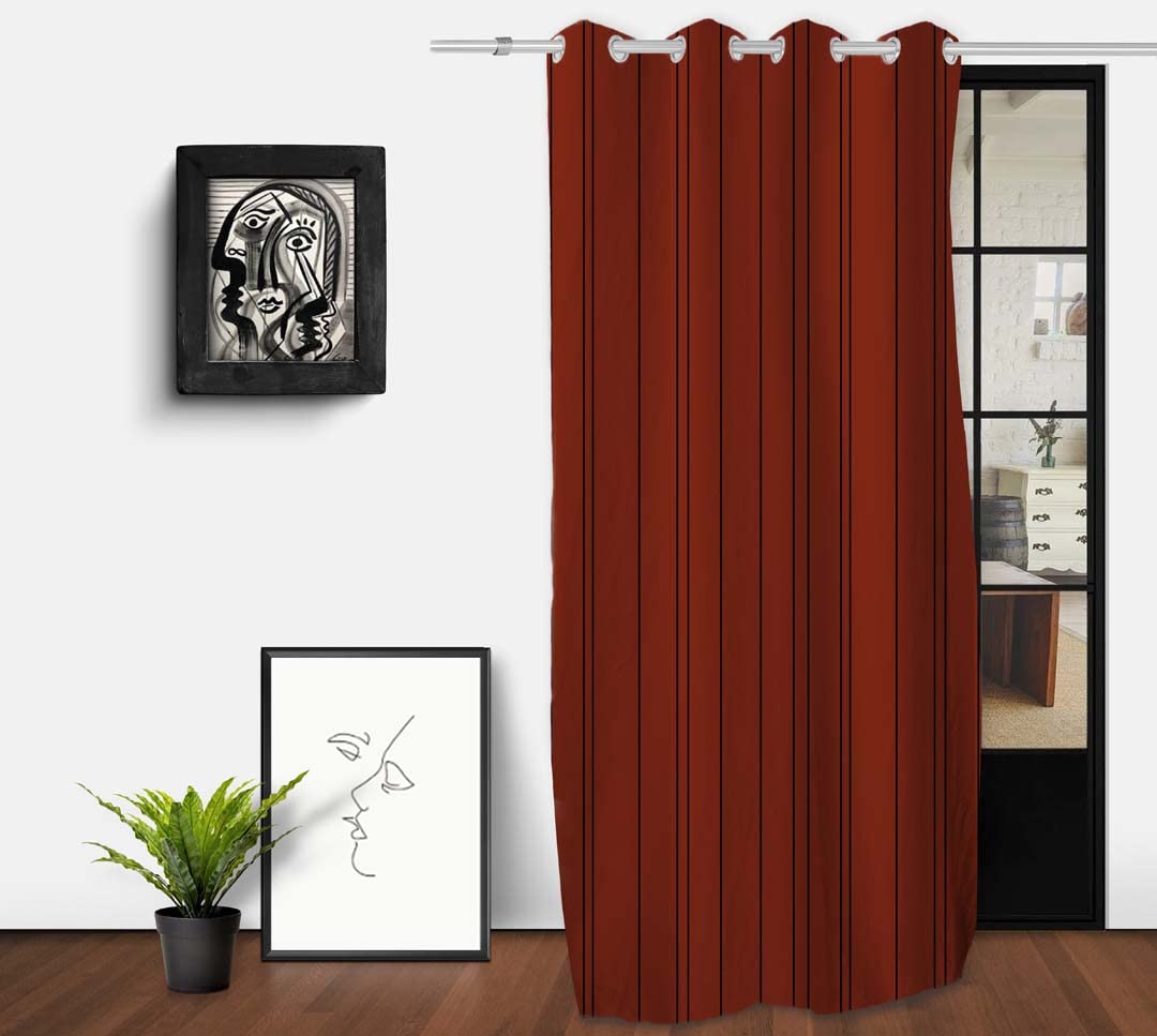 Soleil d'ocre Rideau for eyelets, eyelets, orange, 140 x 250 cm