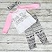 3 Pcs Baby Girls Clothes, Long Sleeve T-Shirt Tops Floral Pants with Headband Pink