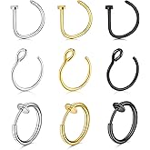 MODRSA Fake Nose Stud Fake Nose Ring Stud Fake Nose Piercing Fake Lip Ring Fake Earrings Stud Silver Gold Fake Cartilage Helix Earring Clip on Earring Hoop Fake Eyebrow Ring Fake Bridge Piercing