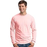 Gildan Mens Plain Crew Neck Ultra Cotton Long Sleeve T-Shirt (XL) (Light Pink)