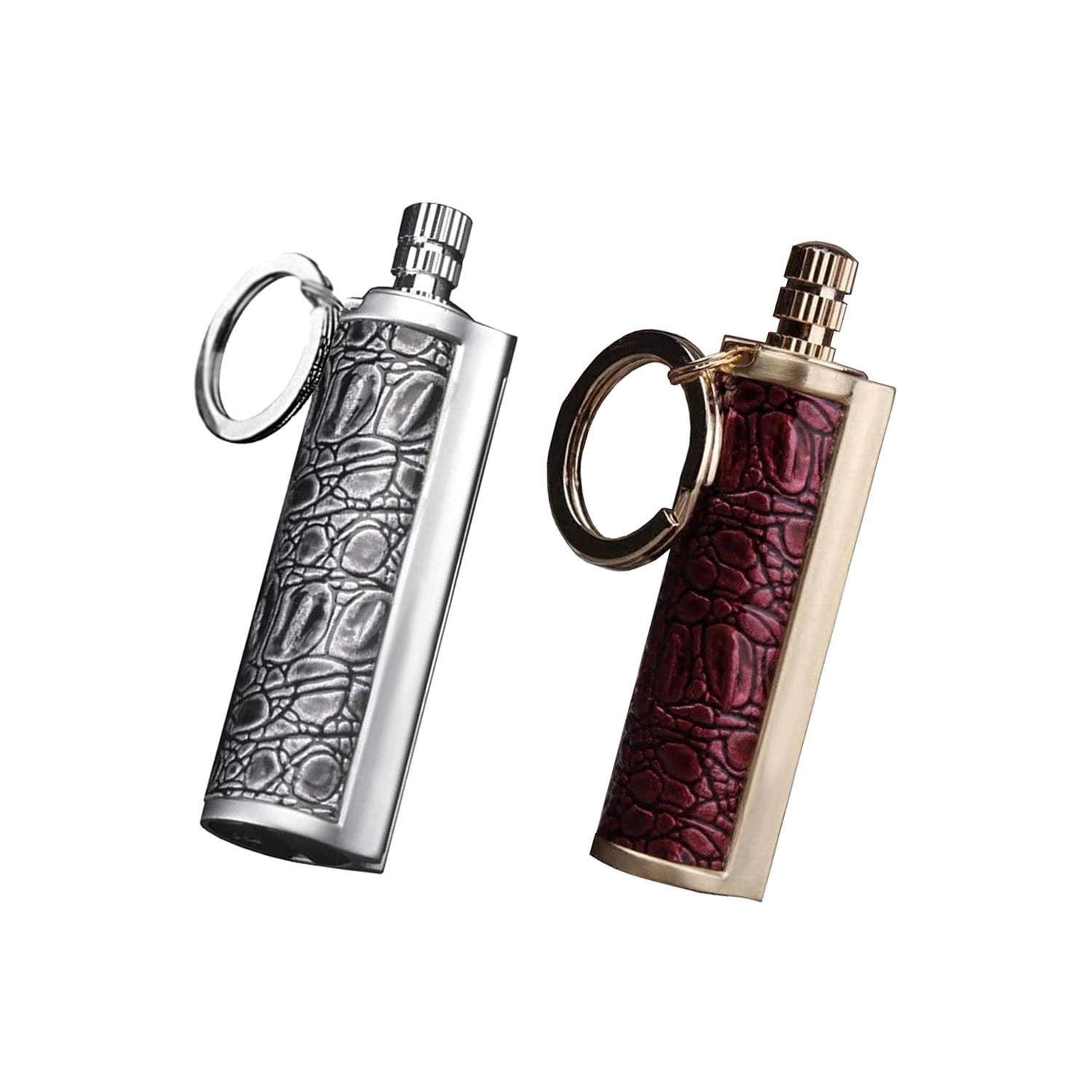 Fire Starter Lighter Waterproof Flint Match Metal Matchstick Permanent Keychain Outdoor Camping Match Lighter(Sold without Fluid) (Gold+Grey)